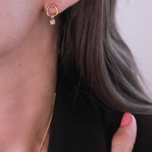 Boucles d'oreilles Octavia - Cristal blanc - Laiton plaqué or 18 k