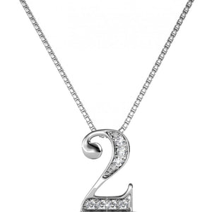 Collier Number 2 - Cristal blanc - Laiton plaqué rhodium - Argenté