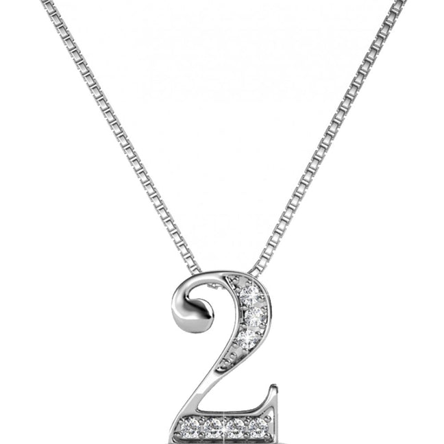 Collier Number 2 - Cristal blanc - Laiton plaqué rhodium - Argenté