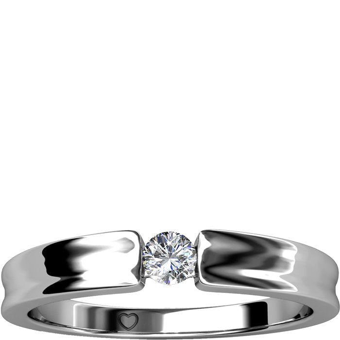 Bague Simplicity - Cristal blanc - Laiton plaqué rhodium - Argenté