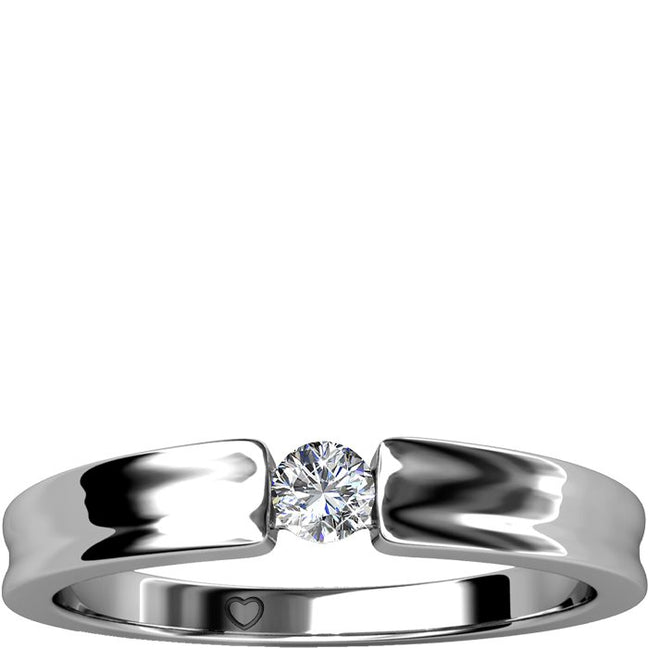 Bague Simplicity - Cristal blanc - Laiton plaqué rhodium - Argenté