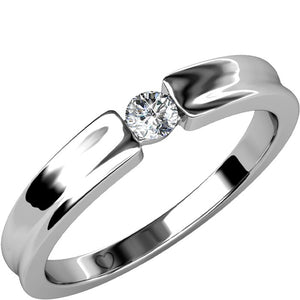 Bague Simplicity - Cristal blanc - Laiton plaqué rhodium - Argenté