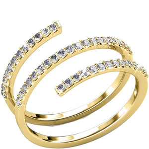 Bague Spiral - Cristal blanc - Laiton plaqué or 18 k