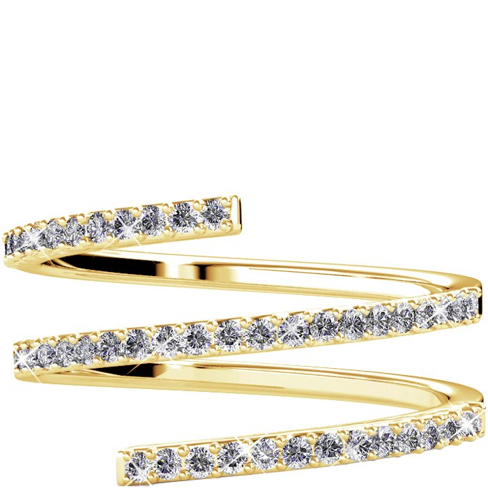 Bague Spiral - Cristal blanc - Laiton plaqué or 18 k