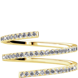 Bague Spiral - Cristal blanc - Laiton plaqué or 18 k