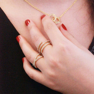Bague Spiral - Cristal blanc - Laiton plaqué or 18 k
