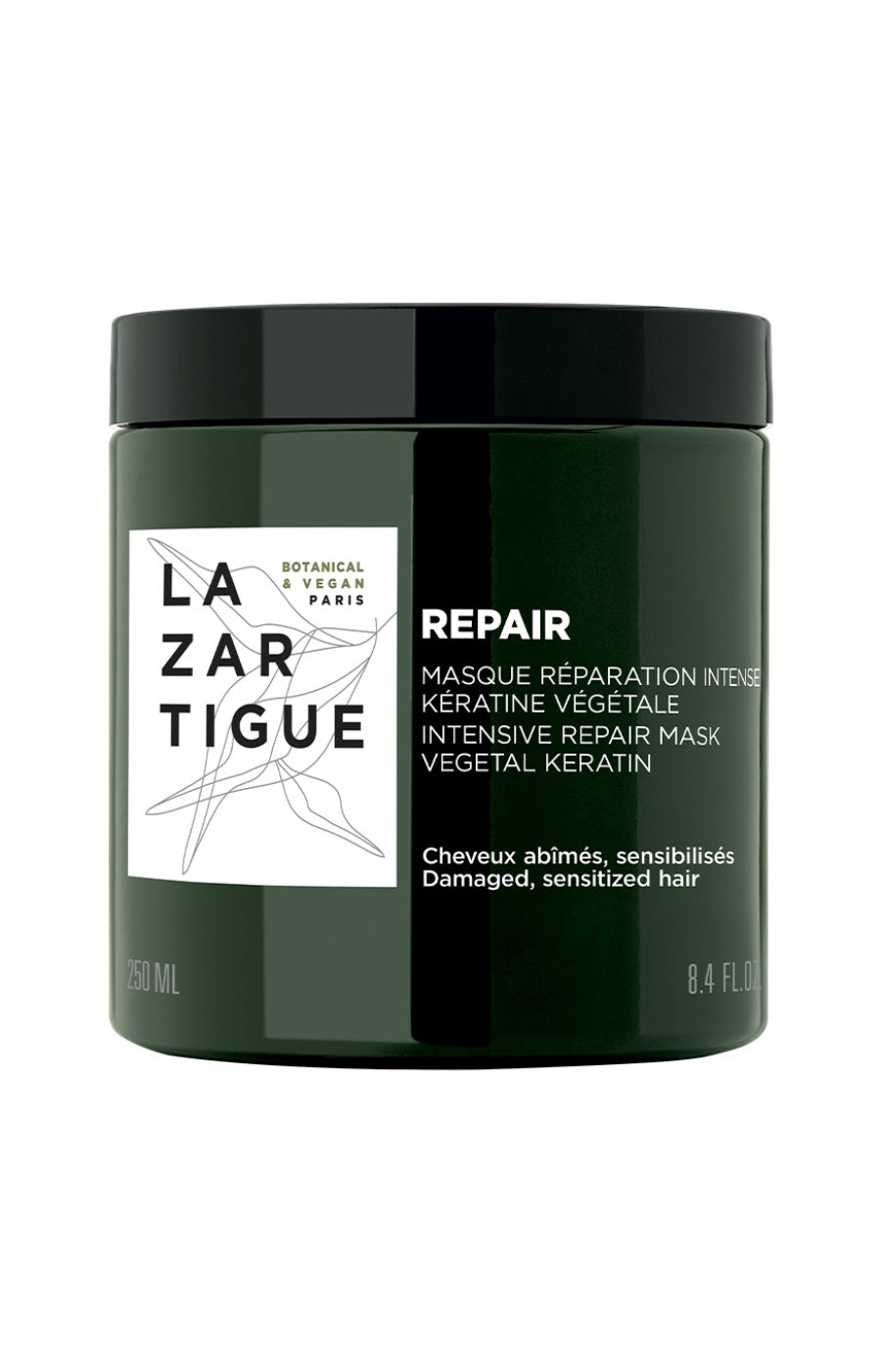 Masque réparateur - Kératine végétale - Cheveux abîmés & sensibilisés - 250 ml