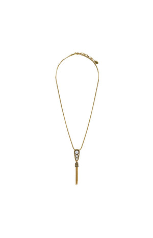 Collier pompom Arizona - Métal doré & perle nacrée