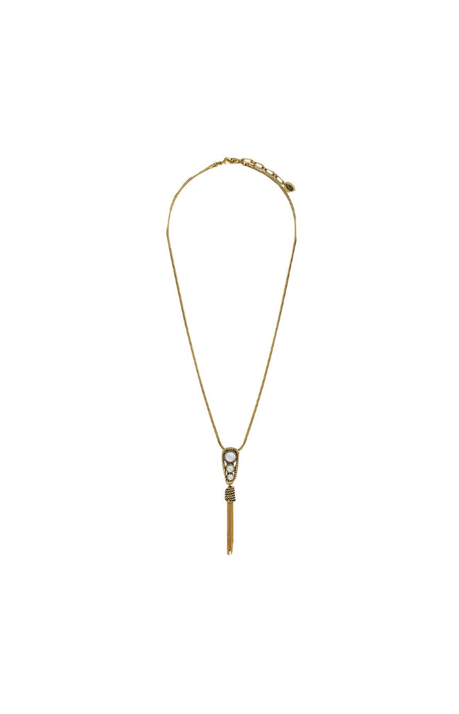 Collier pompom Arizona - Métal doré & perle nacrée