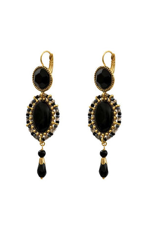 Boucles d'oreilles Indian Song - Métal doré, agate, perles de rocaille & perles de verre