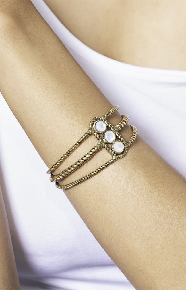 Bracelet Arizona - Métal doré & nacre