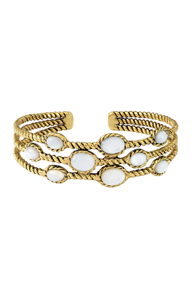 Bracelet multi-rangs Arizona - Métal doré & nacre