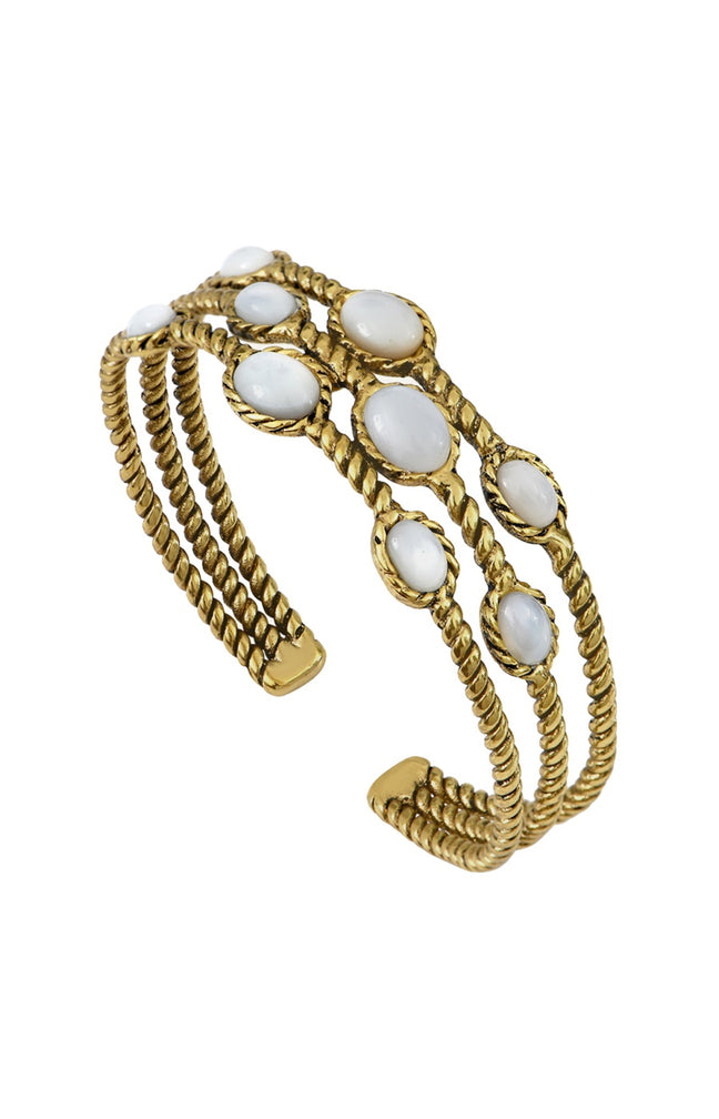 Bracelet multi-rangs Arizona - Métal doré & nacre
