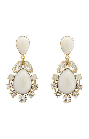 Boucles d'oreilles à clips Sparkling - Métal doré, résine & cristaux Swarovski blancs