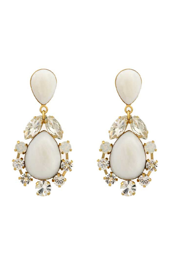 Boucles d'oreilles à clips Sparkling - Métal doré, résine & cristaux Swarovski blancs