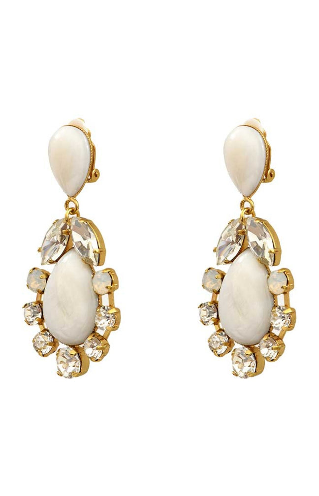 Boucles d'oreilles à clips Sparkling - Métal doré, résine & cristaux Swarovski blancs