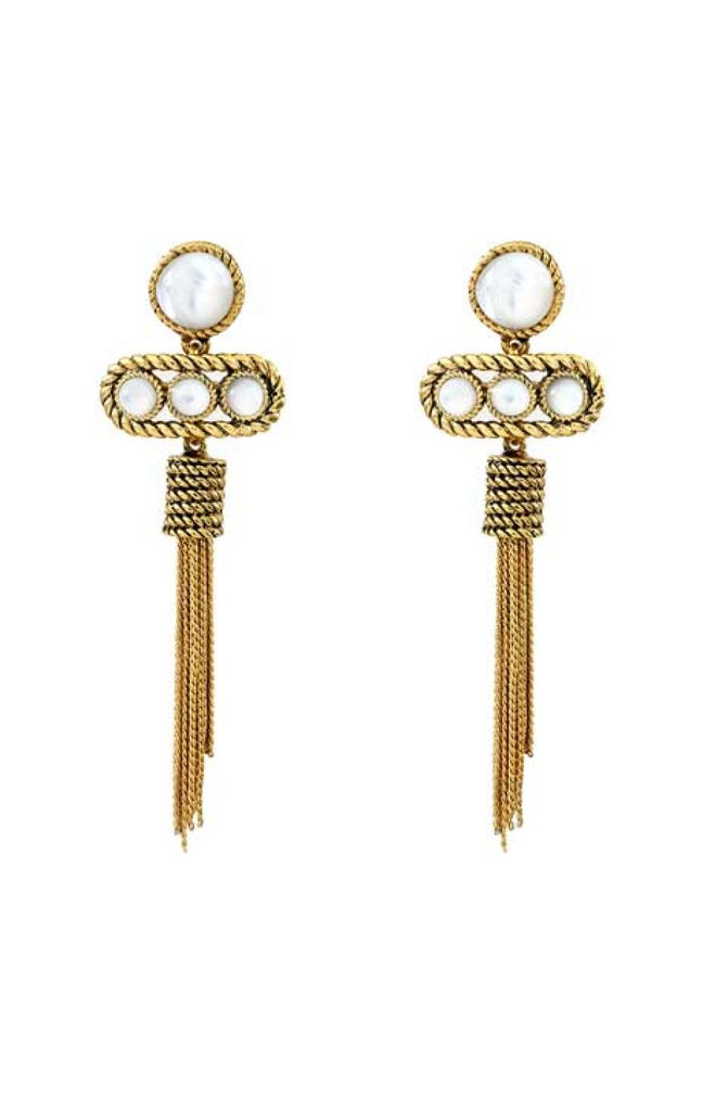 Boucles d'oreilles Arizona - Métal doré & nacre