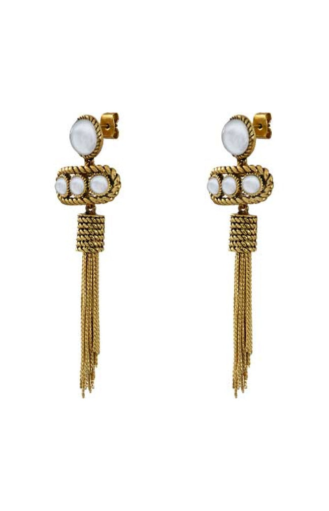 Boucles d'oreilles Arizona - Métal doré & nacre
