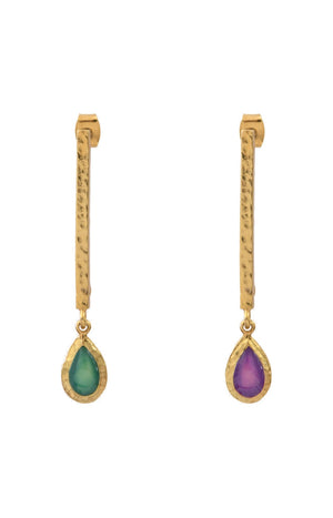 Boucles d'oreilles asymétriques Summer of Love - Laiton doré & émail