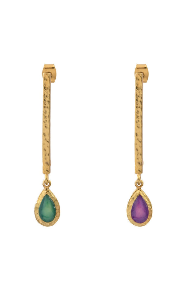 Boucles d'oreilles asymétriques Summer of Love - Laiton doré & émail