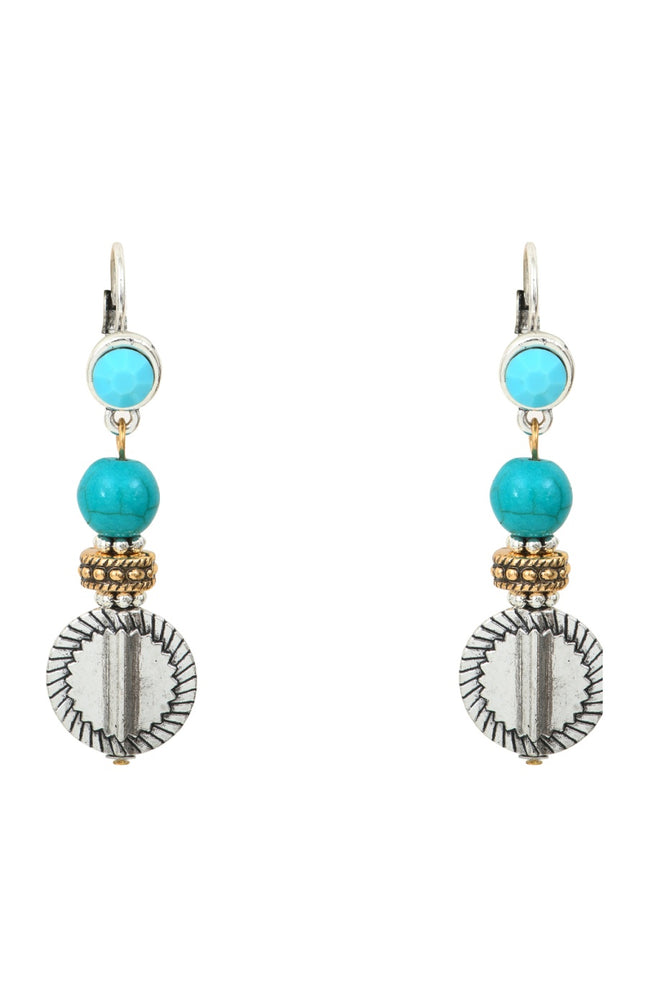 Boucles d'oreilles L'essence du cœur - Métal doré, argenté &  turquoise