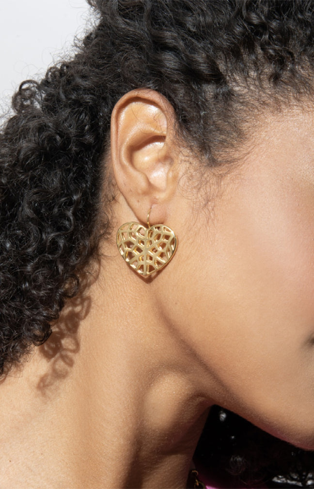 Boucles d'oreilles Cœur ajouré - Métal doré