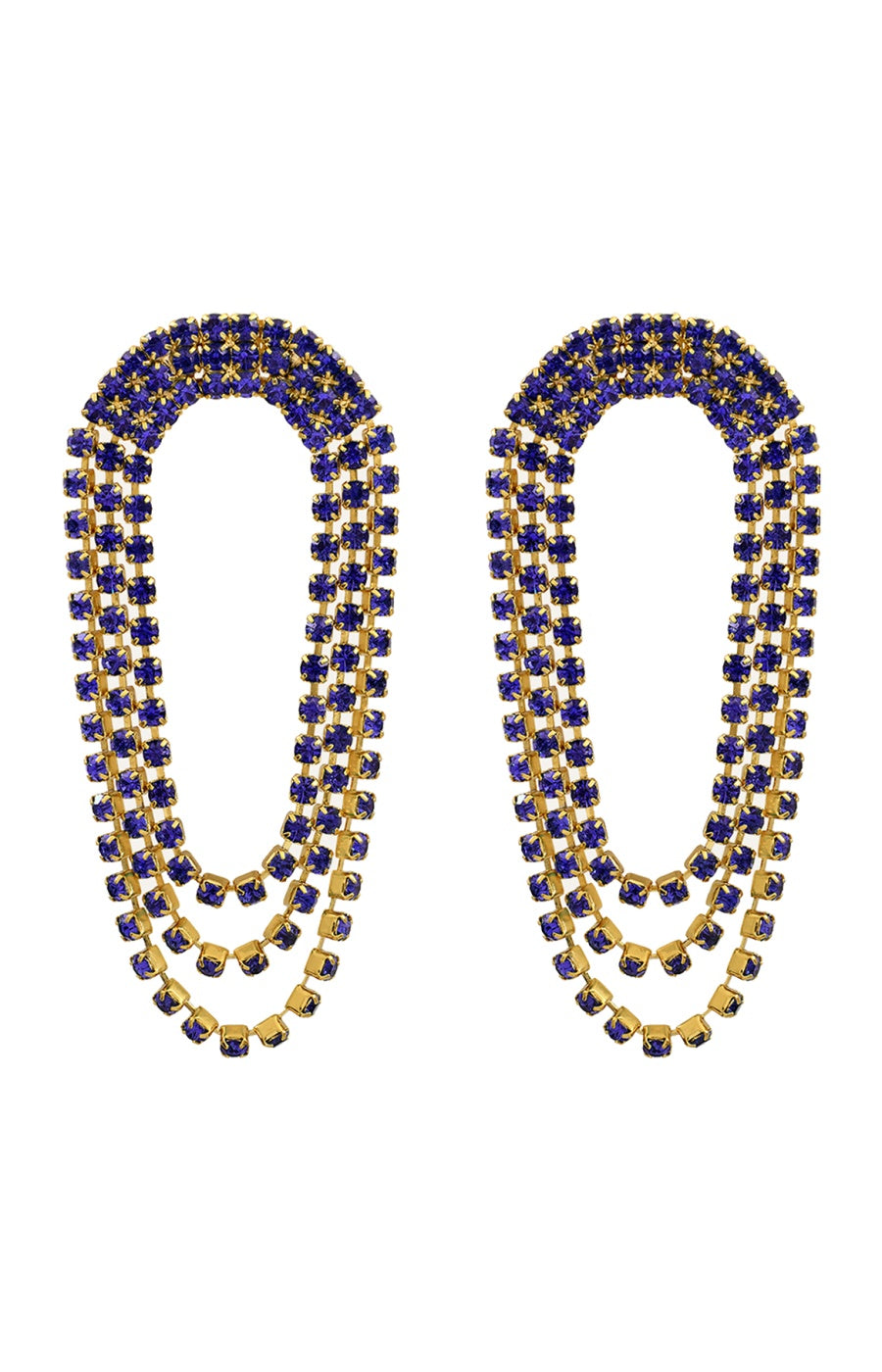 Boucles d'oreilles cascade Sparkling - Métal doré & cristaux