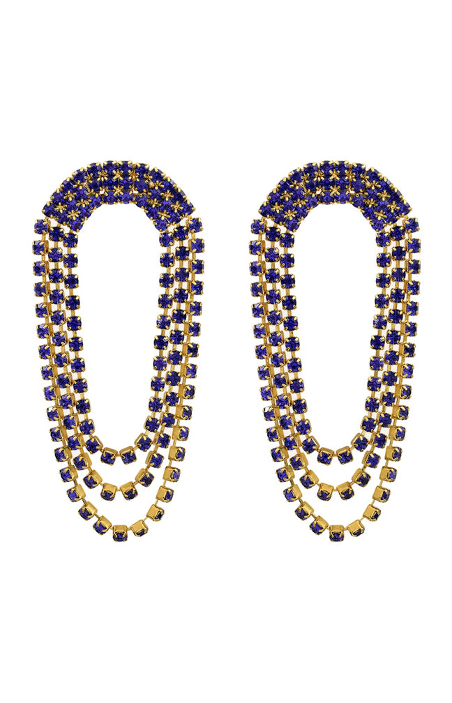 Boucles d'oreilles cascade Sparkling - Métal doré & cristaux