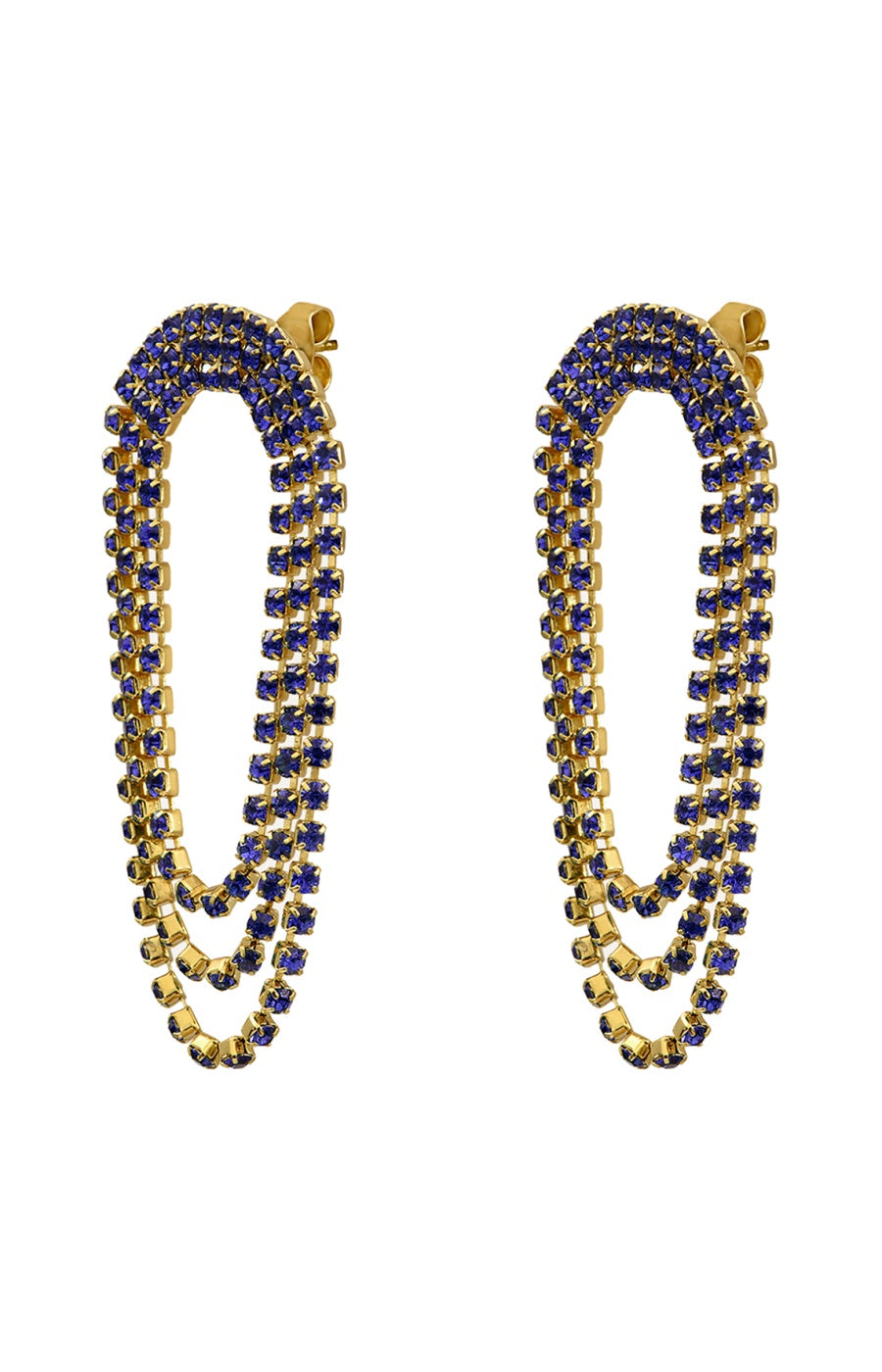 Boucles d'oreilles cascade Sparkling - Métal doré & cristaux
