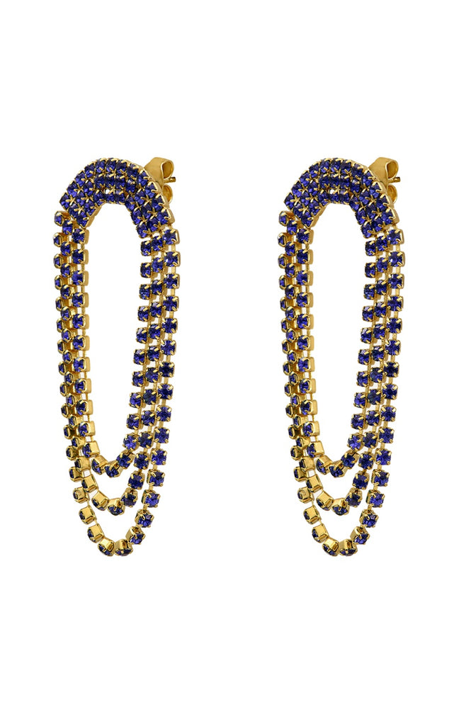 Boucles d'oreilles cascade Sparkling - Métal doré & cristaux