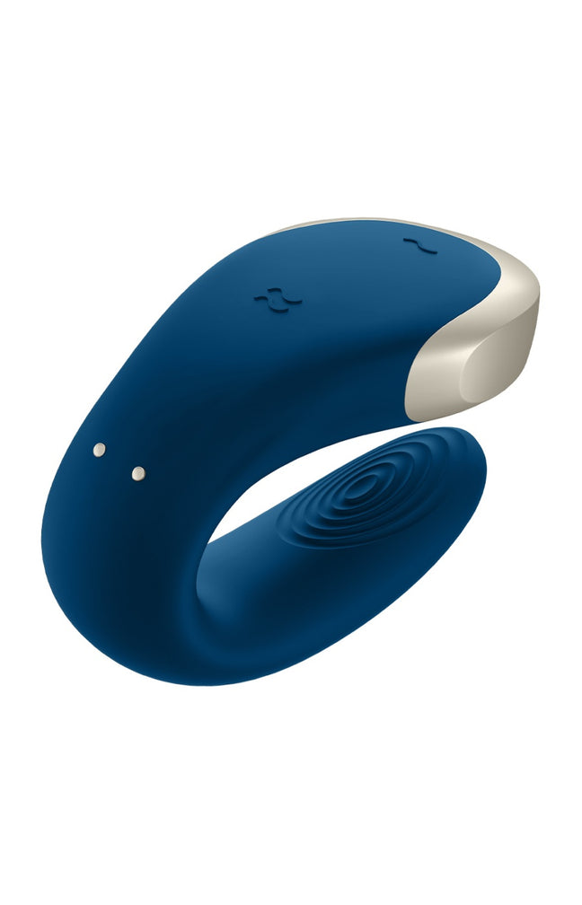 Stimulateur vibromasseur de couple connecté - Double Fun - 10 modes - Bleu