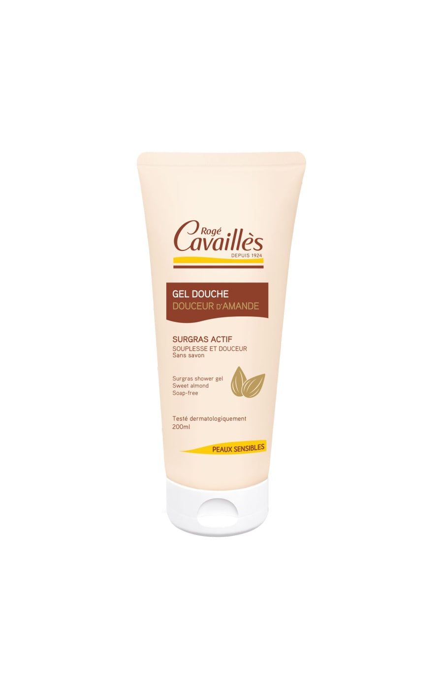 Rogé Cavaillès - Gel douche surgras actif - Douceur d'amande - Peaux sensibles - 200 ml