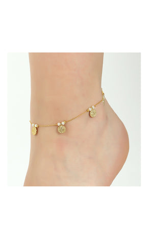 Bracelet de cheville - Laiton plaqué or & cristaux
