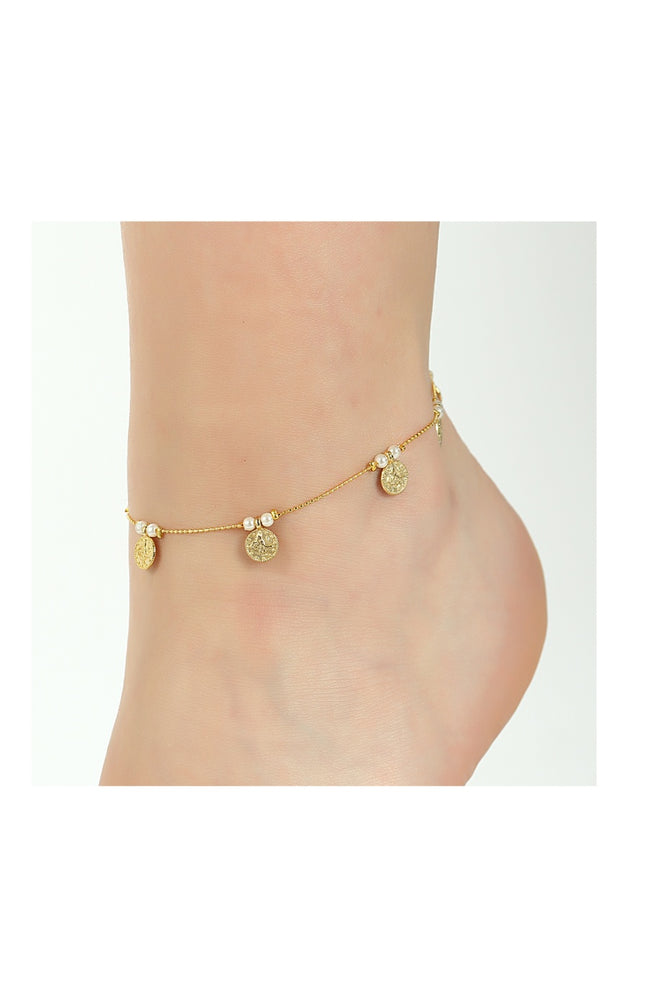 Bracelet de cheville - Laiton plaqué or & cristaux
