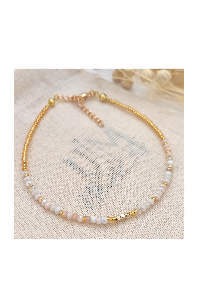 Bracelet de cheville - Laiton plaqué or & cristaux