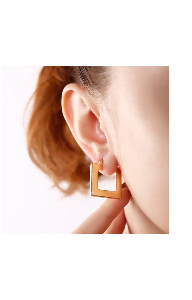 Boucles d'oreilles carrées - Laiton plaqué or
