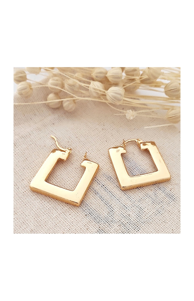 Boucles d'oreilles carrées - Laiton plaqué or