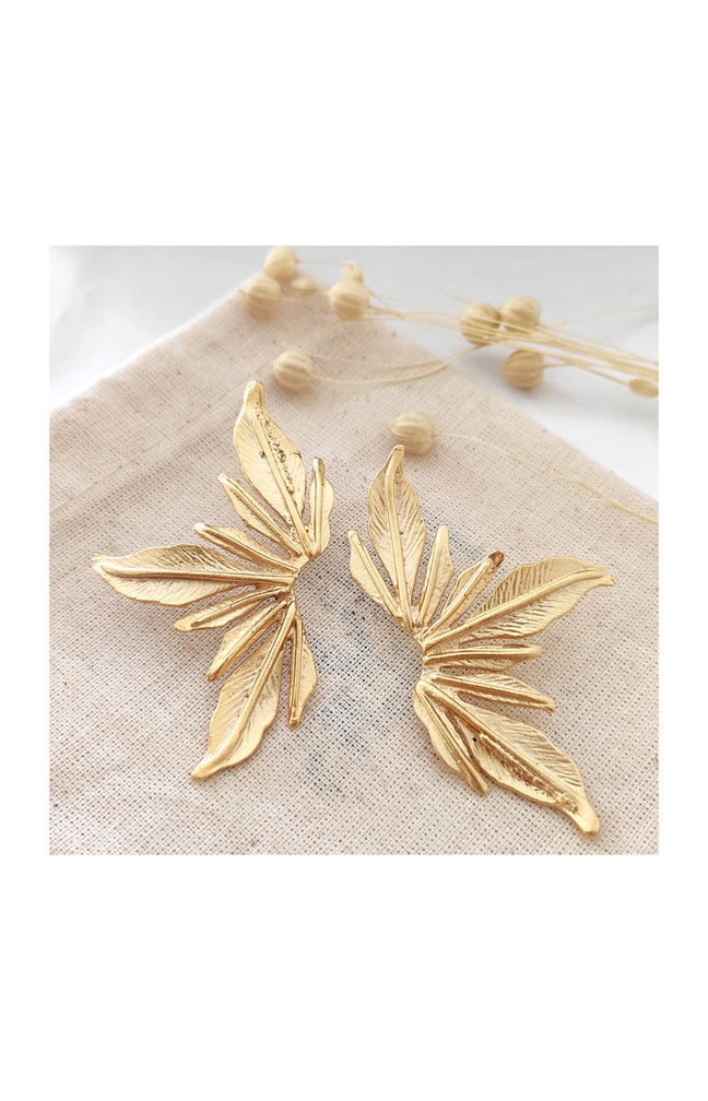 Boucles d'oreilles feuilles - Laiton plaqué or