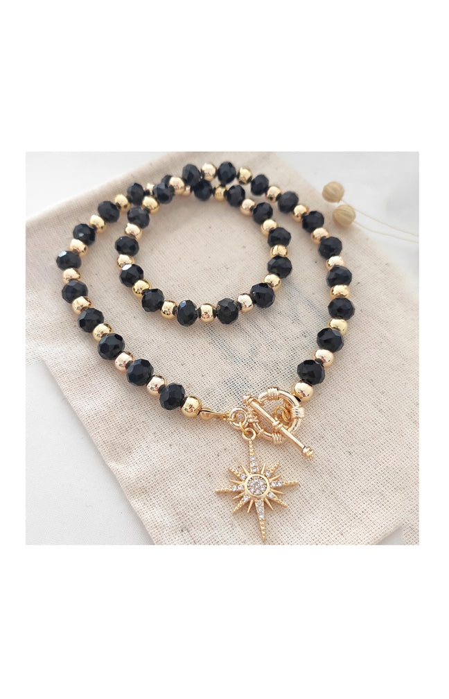 Collier étoile - Laiton plaqué or, cristaux & zircons