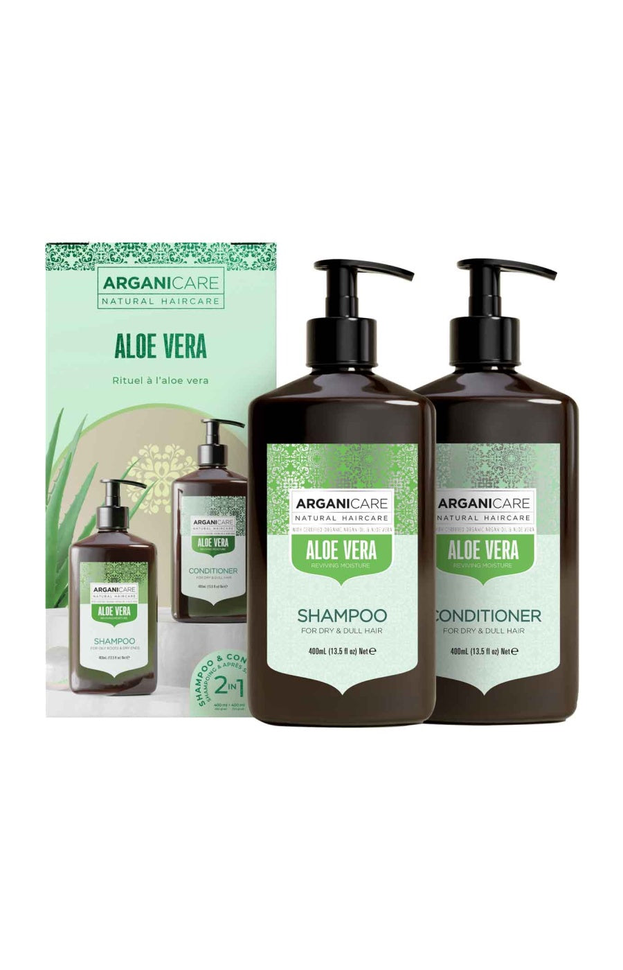 Coffret shampoing & après-shampoing revitalisant - Aloe vera - Cheveux secs & ternes - 2 x 400 ml