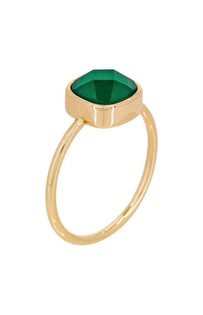 Bague Ella - Laiton doré & agate verte