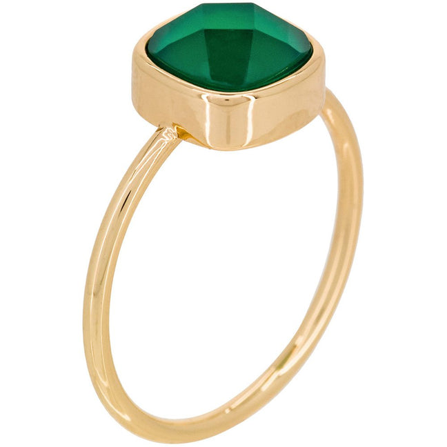 Bague Ella - Laiton doré & agate verte