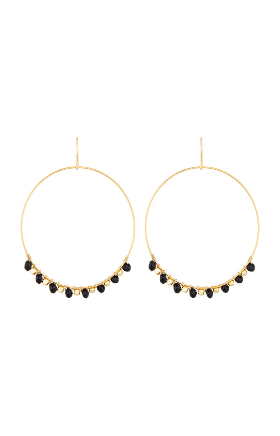 Boucles d'oreilles Roberta - Laiton doré & jade noire