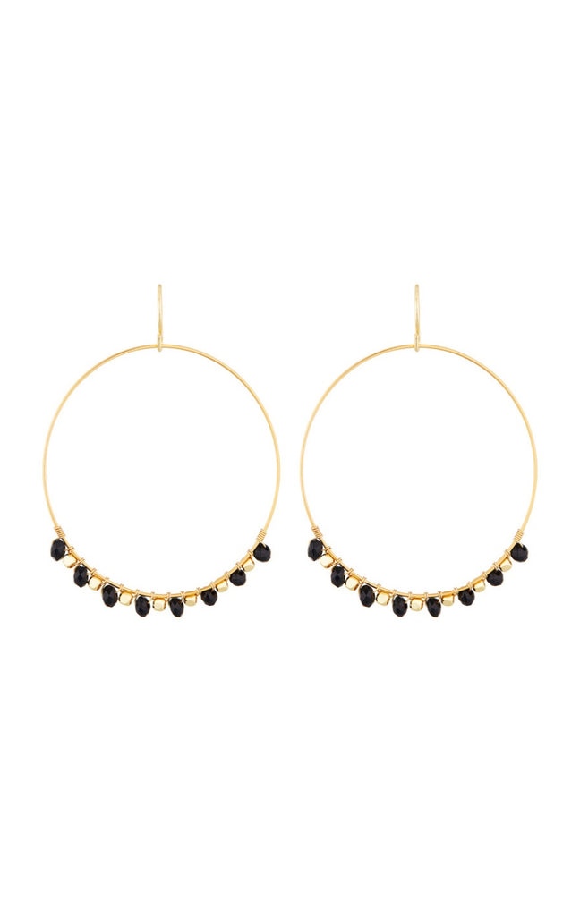 Boucles d'oreilles Roberta - Laiton doré & jade noire