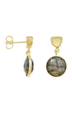 Boucles d'oreilles Tracy - Laiton doré & labradorite