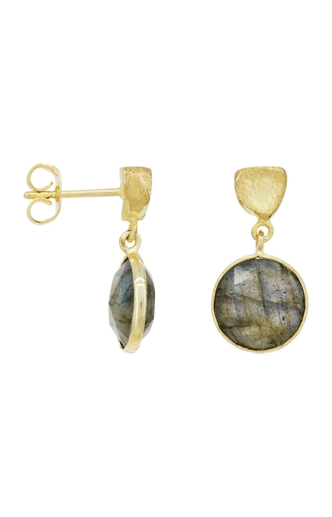 Boucles d'oreilles Tracy - Laiton doré & labradorite