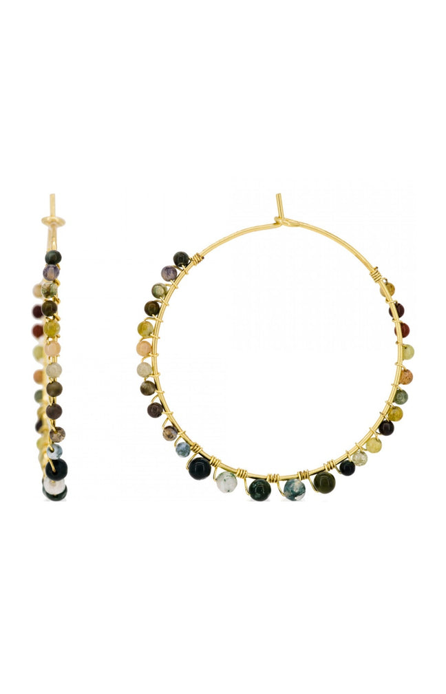 Boucles d'oreilles Malis - Laiton doré & tourmaline