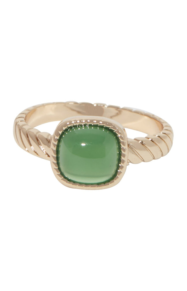 Bague Pamela - Laiton doré & agate verte