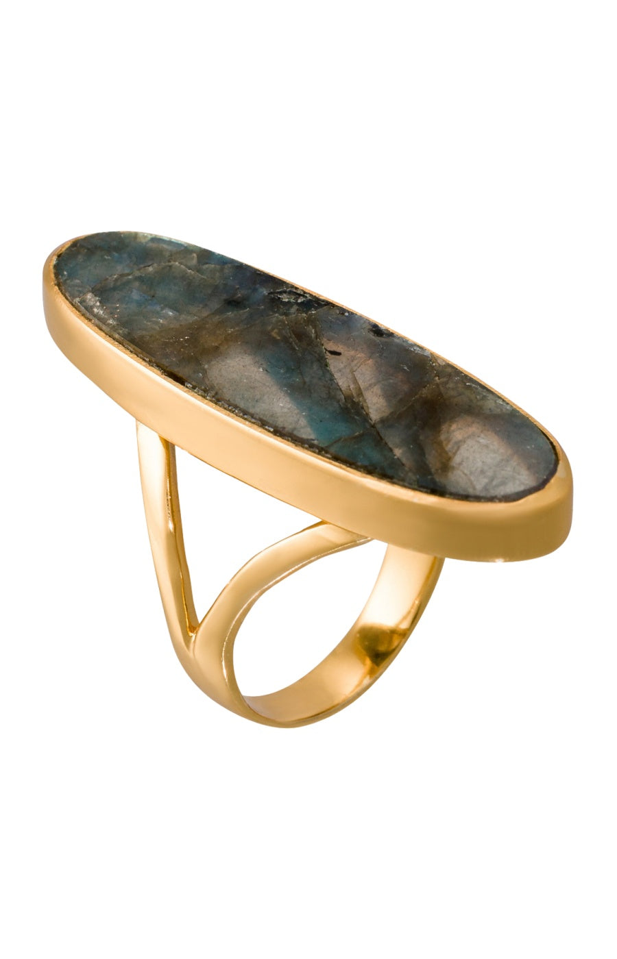 Bague Olivia - Laiton doré & labradorite