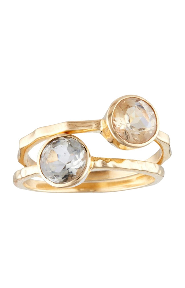 Bague Cléa - Laiton doré, verre & améthyste
